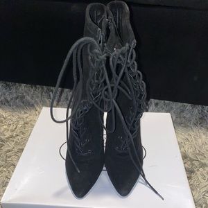 Tie up high heel booties